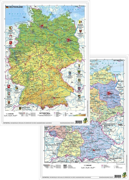 Deutschland physisch/politisch. DUO-Schreibunterlage klein